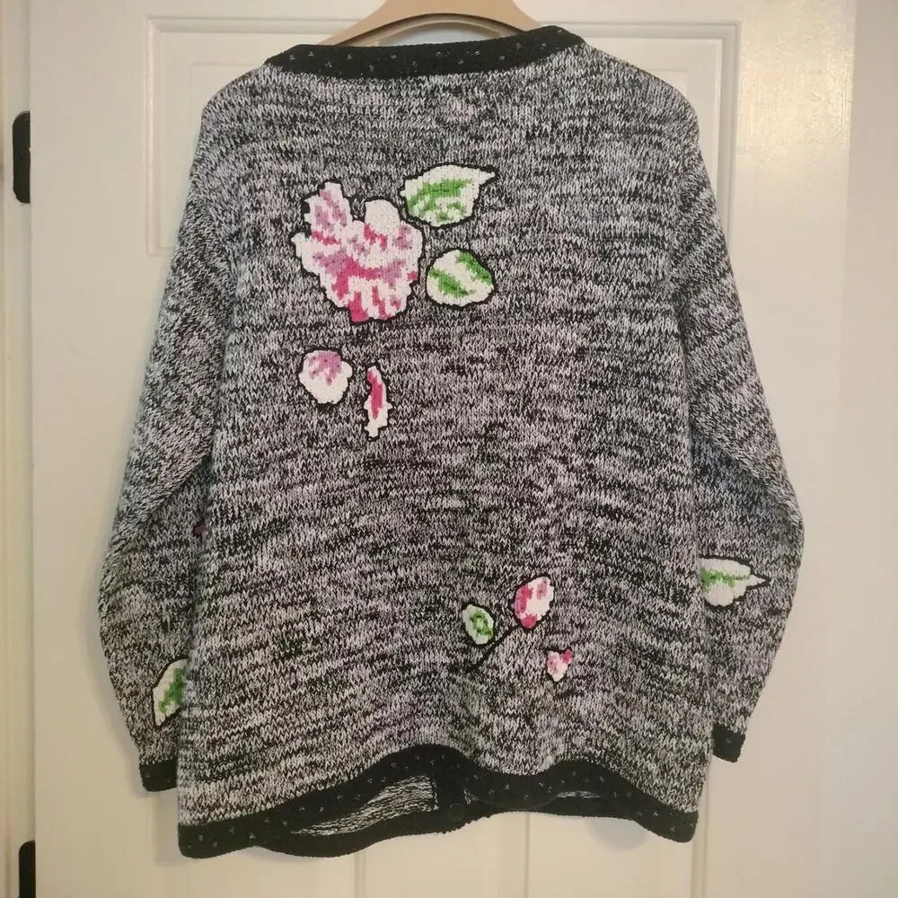 Handknits By Storybook Knits sweater Size M Women's Floral Cable Knit Cottgecore